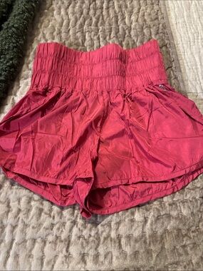 FP Movement by Free People Smocked High-Rise Shorts in Hot Pink